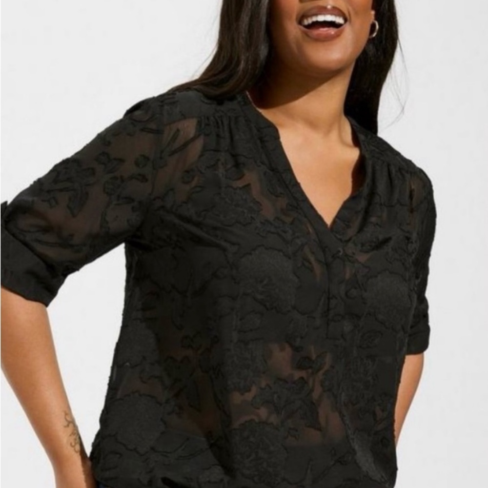 Elegant Black Sheer Women's Top